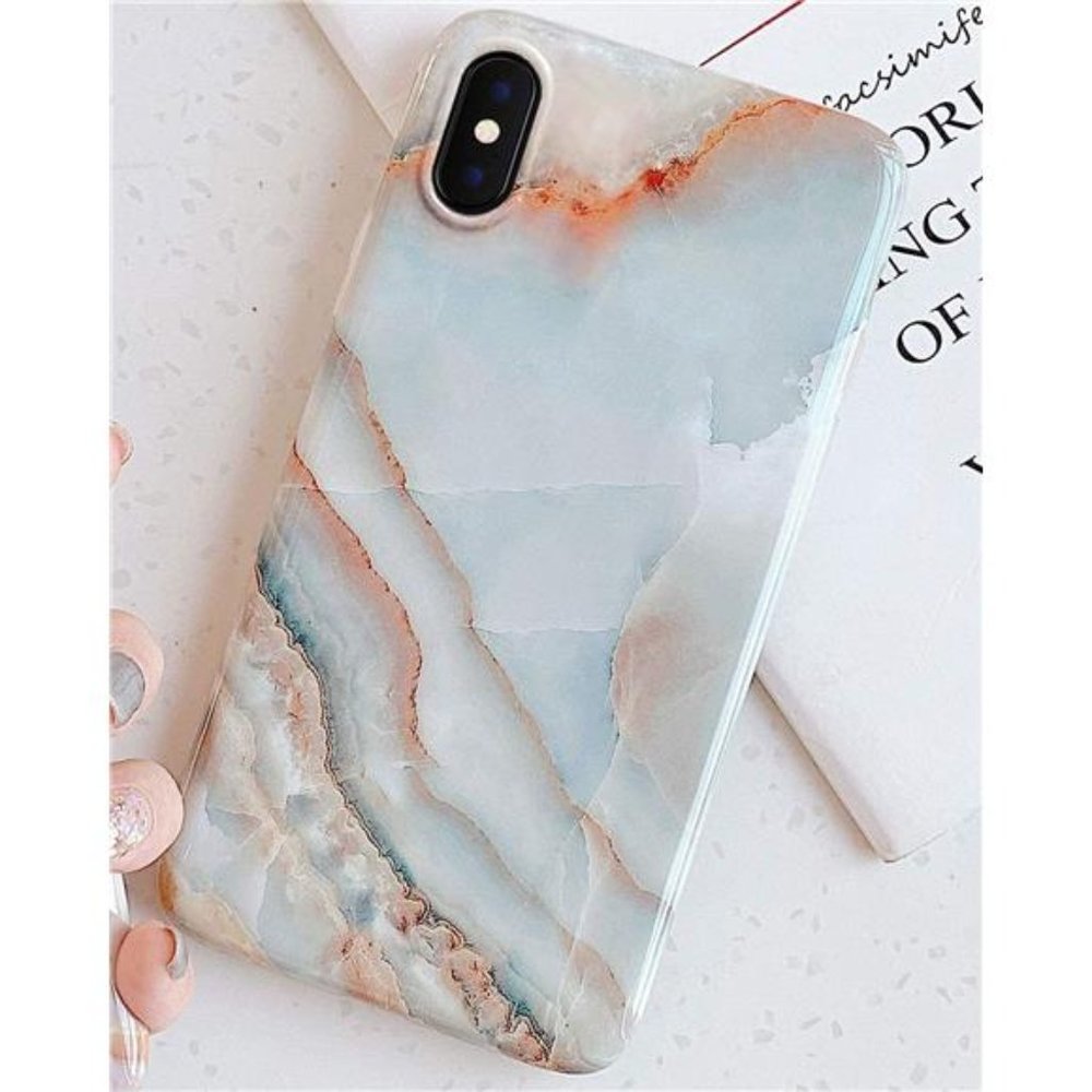 iPhone Xs Max, Luxury Grey Marble Silicone Protective Phone Case - Picture 6 of 6